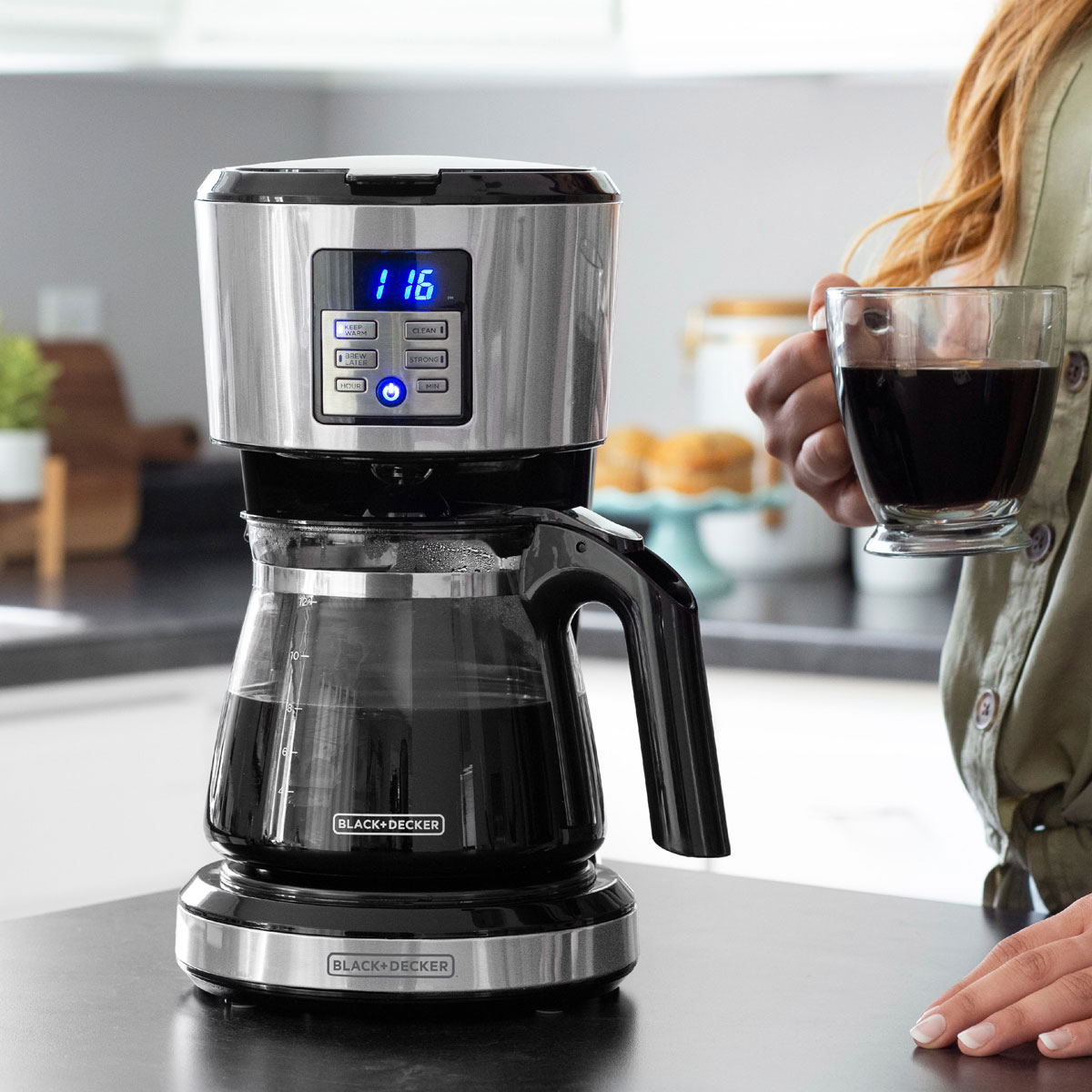 12 Cup Coffeemaker Programmable Exclusive VORTEX Technology Stainless